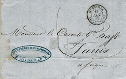 1859- Lettre De MARSEILLE / BOITE MOBILE  Pour Tunis  Taxe 6 D - Maritime Post