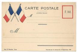 FRANCHISE MILITAIRE 1939 1940 Carte Postale FM Imprim. Rouchet Paris DEUX DRAPEAUX  ......G - Francobolli Di Guerra