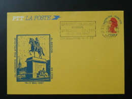 Entier Postal Liberté De Gandon Thème Cheval Horse Avec Flamme Congrès Philatélique Lyon 1987 - Overprinted Covers (before 1995)