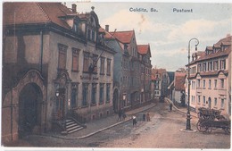 COLDITZ Sachsen Kaiserliches Post Amt Color Belebt Ackerwagen 13.9.1927 Gelaufen - Colditz