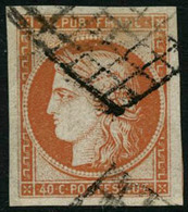 Oblit. N°5 40c Orange, Marges énormes, Signé Calves - TB - 1849-1850 Cérès