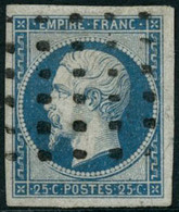 Oblit. N°15 25c Bleu, Grandes Marges Signé Calves - TB - 1853-1860 Napoléon III