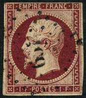 Oblit. N°18a 1F Carmin Foncé, Beau 2ème Choix - TB - 1853-1860 Napoléon III