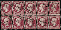 Oblit. N°24 80c Rose, Bloc De 10 - TB - 1862 Napoleone III