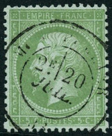 Oblit. N°35 5c Vert Pâle S/bleu - TB - 1863-1870 Napoleone III Con Gli Allori