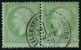 Oblit. N°35 5c Vert Pâle S/bleu, Paire - TB - 1863-1870 Napoleone III Con Gli Allori