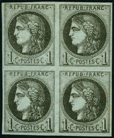 ** N°39Aa 1c Olive R1, Bloc De 4 (2ème état Impression Usée) - TB - 1870 Emission De Bordeaux