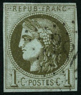 Oblit. N°39Ca 1c Olive Clair R3 - TB - 1870 Emission De Bordeaux