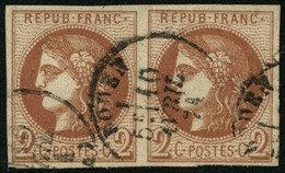 Oblit. N°40B 2c Brun-rouge R2, Paire - TB - 1870 Emisión De Bordeaux