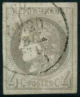 Oblit. N°41B 4c Gris R2 - TB - 1870 Uitgave Van Bordeaux