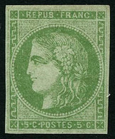 * N°42B 5c Vert-jaune R2, Signé JF Brun - TB - 1870 Bordeaux Printing