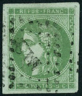 Oblit. N°42B 5c Vert-jaune R2 - TB - 1870 Bordeaux Printing