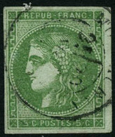 Oblit. N°42B 5c Vert, R2 Obl CàD - TB - 1870 Bordeaux Printing