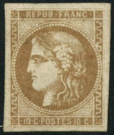 ** N°43A 10c Bistre, R1 Signé Calves - TB - 1870 Uitgave Van Bordeaux