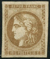 ** N°43A 10c Bistre, R1 Signé Calves - TB - 1870 Emission De Bordeaux