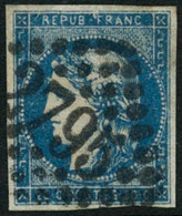 Oblit. N°44B 20c Bleu, Type I R2 - B - 1870 Bordeaux Printing