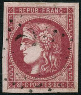 Oblit. N°49 80c Rose - TB - 1870 Bordeaux Printing