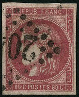 Oblit. N°49d 80c Groseille, Signé Calves - TB - 1870 Emissione Di Bordeaux