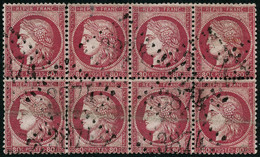 Oblit. N°57 80c Rose, Bloc De 8 Obl GC - B - 1871-1875 Ceres