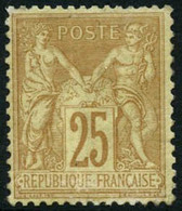 ** N°92 25c Bistre S/jaune, Pièce De Luxe - TB - 1876-1898 Sage (Tipo II)
