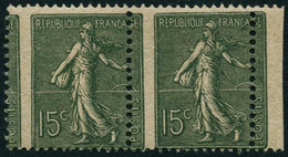 ** N°130 15c Vert-gris, Paire Suberpe Piquage à Cheval - TB - Other & Unclassified