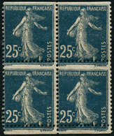 ** N°140 25c Bleu, Bloc De 4 Spectaculaire Variété De Piquage - TB - Other & Unclassified