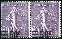 ** N°223 50c Sur 60c Violet,  Paire Beau Décalage Vertical De La Surcharge - TB - Other & Unclassified