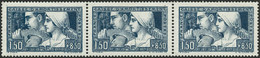 ** N°252 1F50 + 8F50 Bleu, Bande De 3 Les 3 Types Se Tenant - TB - Altri & Non Classificati