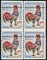 ** N°1331 25c Coq, Bloc De 4 Superbe Piquage à Cheval - TB - Autres & Non Classés