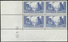 ** N°261b 10F Outremer, Type I Bloc De 4 CD 20/4/29 - TB - Andere & Zonder Classificatie