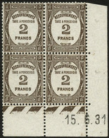 ** N°62 2F Sépia, Bloc De 4 CD 15/6/31 - TB - Postage Due