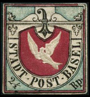 * N°8 2 1/2 Noir, Rouge Et Bleu (Colombe De Bâle) Un Des Timbres Les Plus RARES D'europe - TB - Other & Unclassified