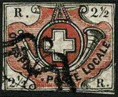 Oblit. Zurich N°11 2 1/2r Noir Et Rouge, Marges Minimum - B - Autres & Non Classés