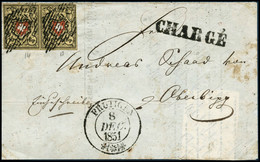 Lettre N°15 X2 Paire Du 10r Jaune Noir Et Rouge S/lettre De Frutigen Du 8/12/1851 - TB - Otros & Sin Clasificación