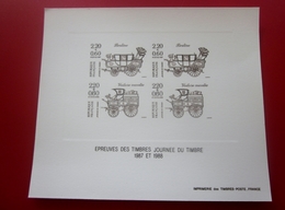 Voiture Berline ÉPREUVE-émis Imprimerie Timbre Poste République Française Journée Du Timbre 1987-88 Feuillet Cartonné - Andere & Zonder Classificatie