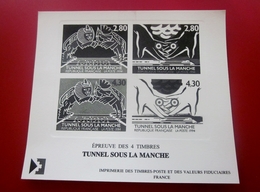 1994 -TUNNEL SOUS LA MANCHE -ÉPREUVE DES 4 Timbres  -émis Imprimerie Timbre Poste   Feuillet Cartonné - Altri & Non Classificati