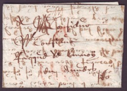Lettre Du Dept De L'Aisne (?) Du 5-12-1674 + Taxe En Rouge Pour Anvers (Belgique) - ....-1700: Precursori