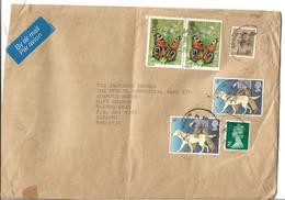 Great Britain 1981 Butterflies. Peacoc 22p, 14p Christmas, Machine Stamps Postal History Cover - Brieven En Documenten