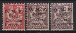Mouchon Syrie 3 Timbres Taxe Neufs Avec Trace De Charnière - Unused Stamps