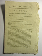 BULLETIN CONVENTION NATIONALE 1795 - NOUVELLES DES ARMEES MAYENCE - CASERNEMENT GENDARMERIE PARIS - DAX TARASCON LODEVE - Décrets & Lois