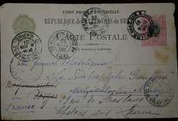 L) 1901 BRAZIL, 100 REIS, RED&BLACK, WOMAN, UNIVERSAL POSTAL UNION, POSTCARD, TO FRANCE - Briefe U. Dokumente