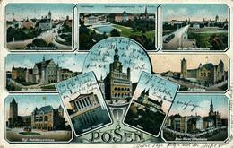 POZNAN  Pologne Rare Carte Multi-vues  Magnifique Chromolitho De 1917 Durch Eilboten Expres - Polen