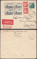 BELGIQUE COB 750 BLOC DE 4+761+763 X2 SUR LETTRE RECO EXPRESS 05/05/1948 VERS ORLEAN  (DD) DC-1969 - 1948 Export