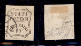 ANTICHI STATI - PARMA - 1859 - 10 Cent (14) Usato - Zero In Basso (non Catalogato) - Leggera Piega Orizzontale In Alto - - Otros & Sin Clasificación