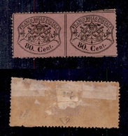 ANTICHI STATI - PONTIFICIO - 1868 - 80 Cent Lilla Rosso (31g) - Coppia Orizzontale Non Dentellata Al Centro - Assottigli - Other & Unclassified