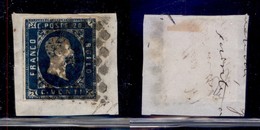 ANTICHI STATI - SARDEGNA - 1851 - 20 Cent (2b - Azzurro Scuro) Usato Su Frammento (650) - Other & Unclassified