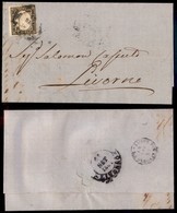 ANTICHI STATI - SARDEGNA - 10 Cent (14Cb - Oliva Scuro) - Lettera Da Arezzo A Livorno Del 10.9.61 - Appena Toccato In Al - Autres & Non Classés