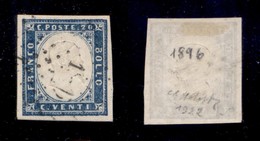 ANTICHI STATI - SARDEGNA - 1896 A Punti (Marsiglia - P.ti 10) - 20 Cent (15D) Usato - G. Bolaffi - Otros & Sin Clasificación