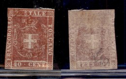 ANTICHI STATI - TOSCANA - 1860 - 40 Cent (21) Corto In Verticale - Annullamento (rosso) Invisibile E Piena Gomma Origina - Other & Unclassified