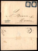 REGNO D'ITALIA - Due 15 Cent (11) Su Lettera Da Genova A Torino Del 8.1.63 - Pezzo Di Destra Difettoso - Sonstige & Ohne Zuordnung